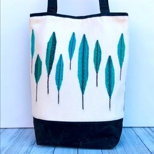 Large Handwoven Tote Bag Wool and Waxed Canvas